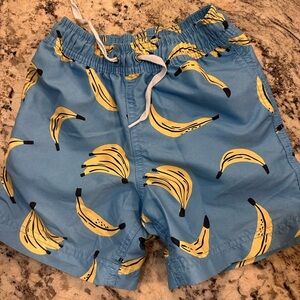 Hanna Andersson Blue Banana Print Kids Shorts. Sz 4t
